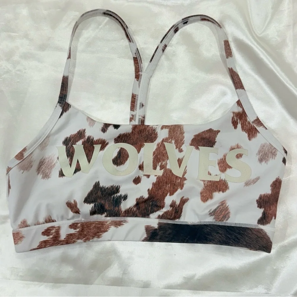 Darc Sport She Solid Hardcore Everyday Sports Bra Carbon Cow Print Medium Wolves
